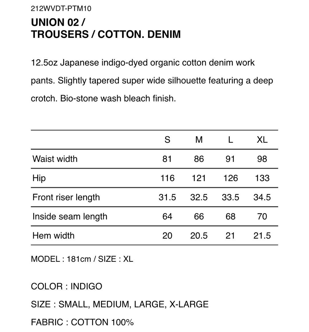 希望商店】 WTAPS UNION 02 / TROUSERS / COTTON. DENIM 21AW 單寧