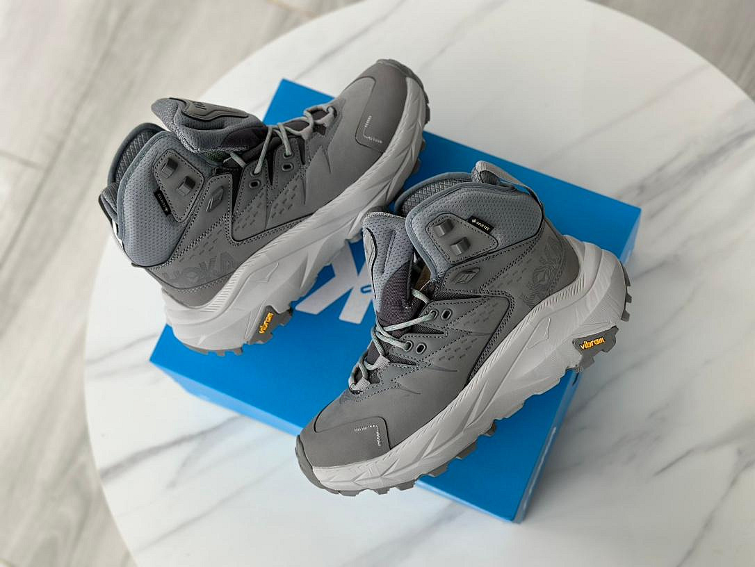 【實拍】HOKA ONE ONE KAHA 2 GTX 灰色 防水 健行鞋 登山鞋 男鞋 高筒 黃金大底