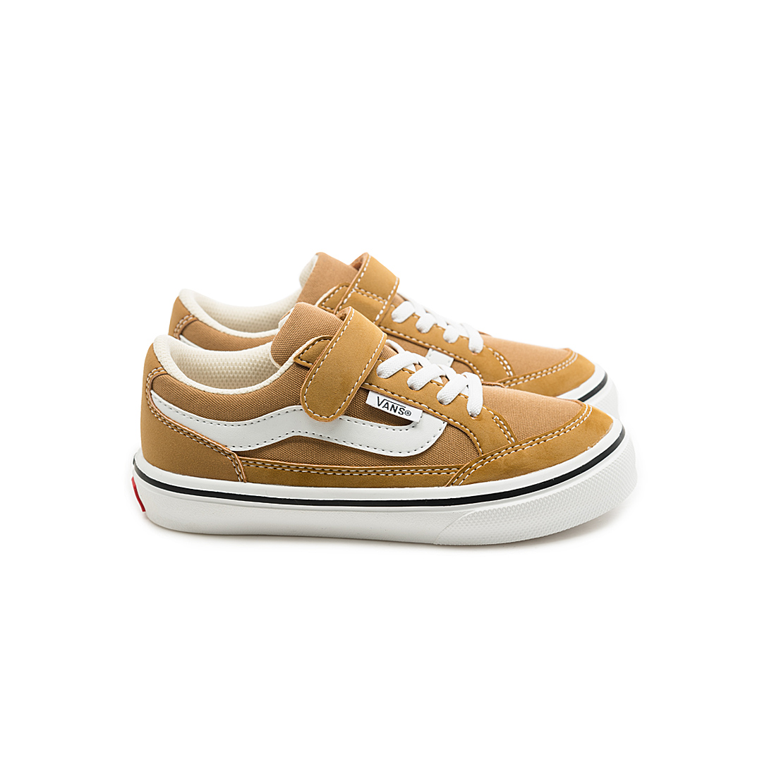 Luxury】VANS KIDS FALKEN 大童鞋白紅Vans童鞋兒童鞋魔鬼氈透氣帆布鞋