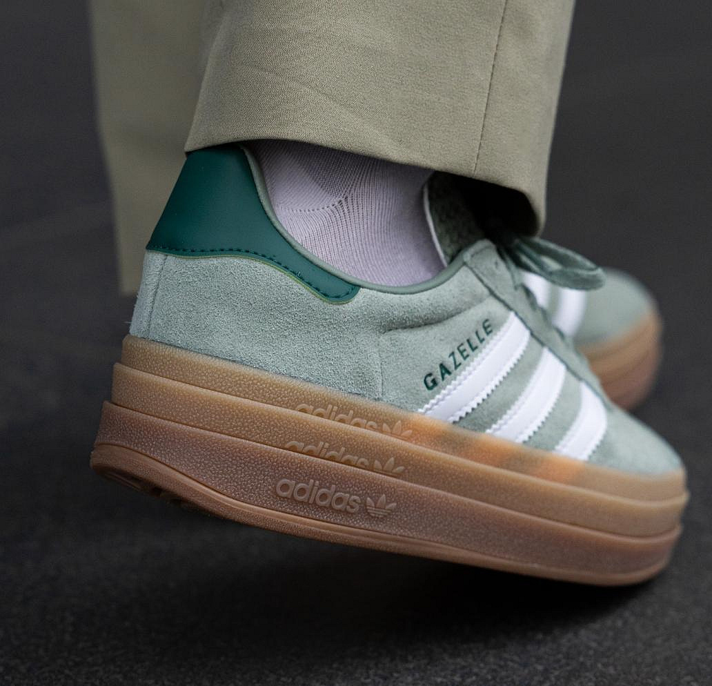 Luxury】LISA同款ADIDAS GAZELLE BOLD W GREEN 莫藍藍迪綠ID6998 粉生