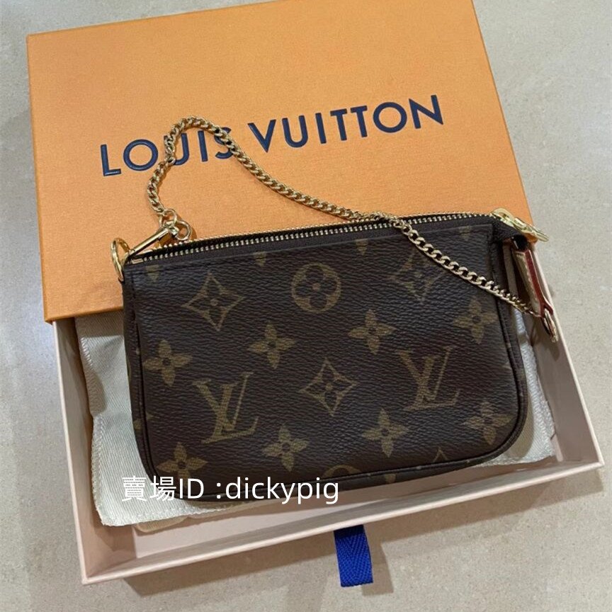 二手正品 LV 路易威登 POCHETTE 老花 迷你 mini 麻將包 零錢包 手拿包 M58009 實拍