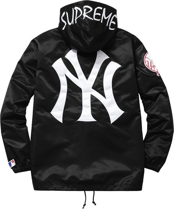 超搶手】全新Supreme Yankees Satin Hooded Coach Jacket 洋基教練外套