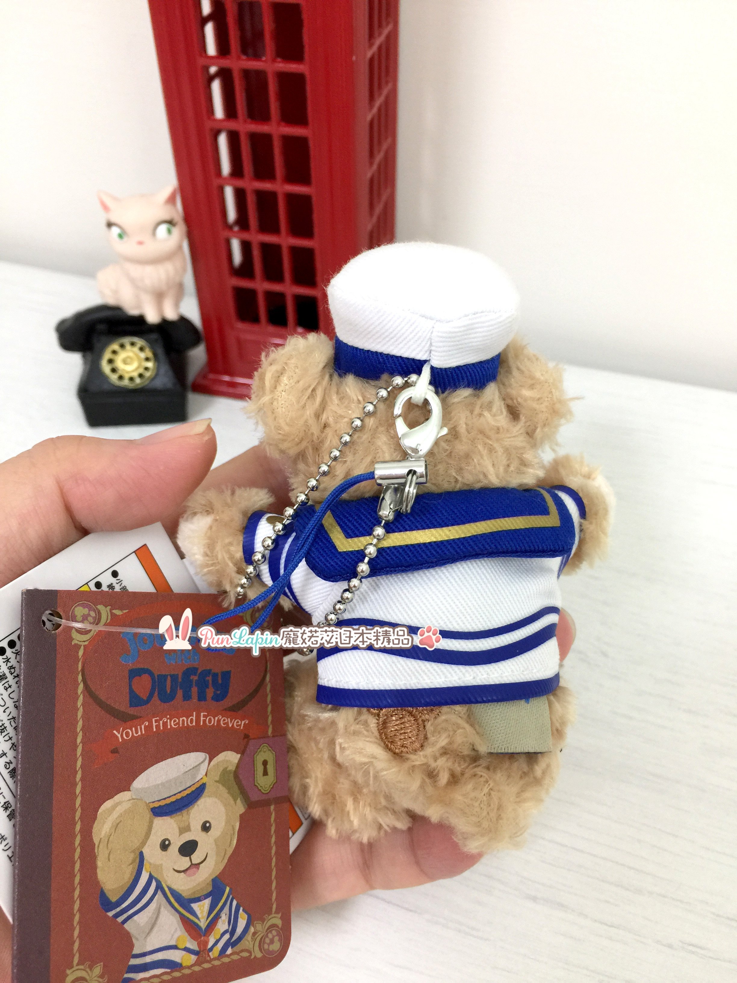 日本正品海洋迪士尼Disney達菲Duffy 坐姿珠鍊吊飾娃娃公仔手機吊飾海軍