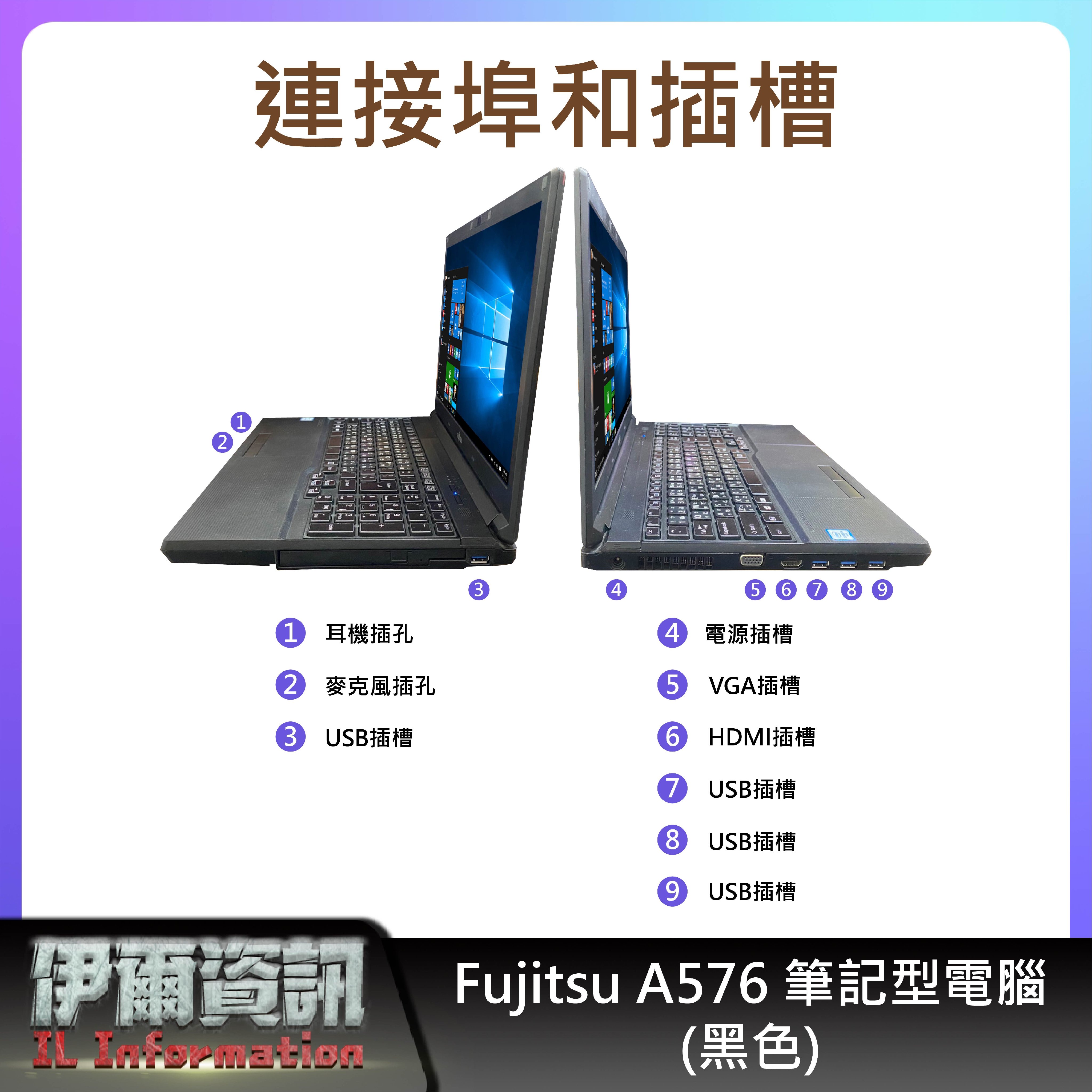 富士通Fujitsu A576筆記型電腦/黑色/15.6吋/ I5-6300U/256 SSD/8G D4