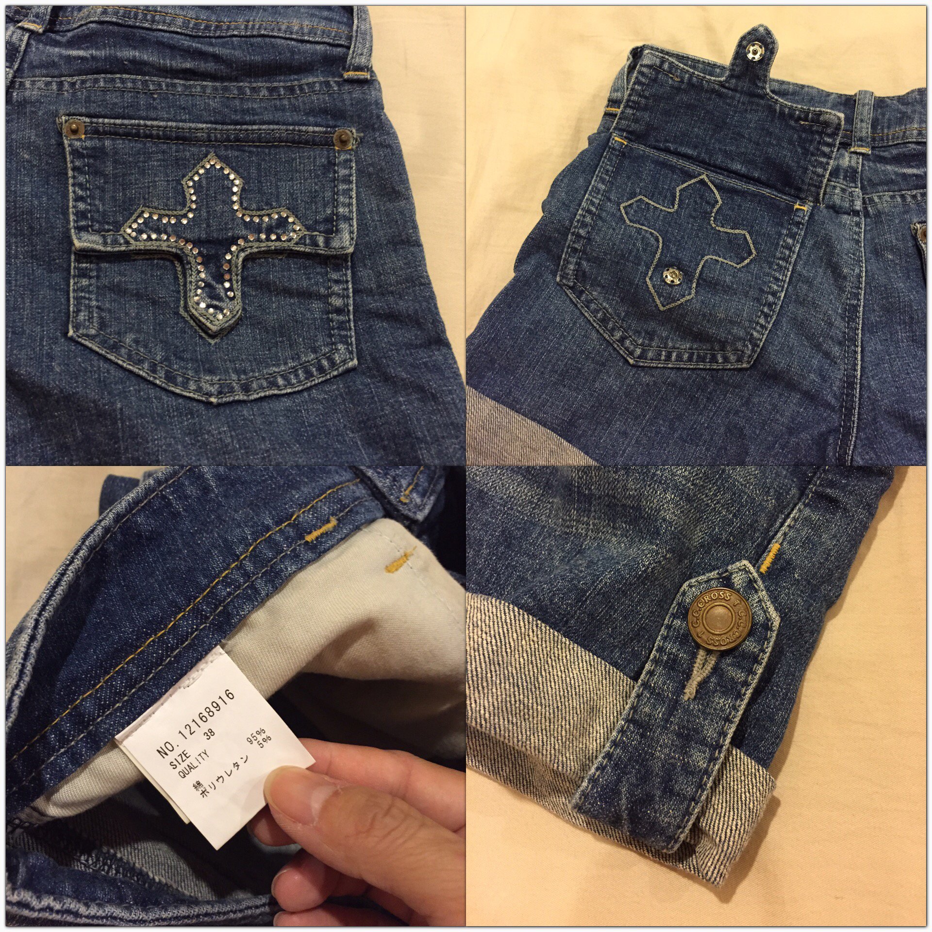 全新日本專櫃C C Cross Jeans 牛仔反折熱褲a | Yahoo奇摩拍賣