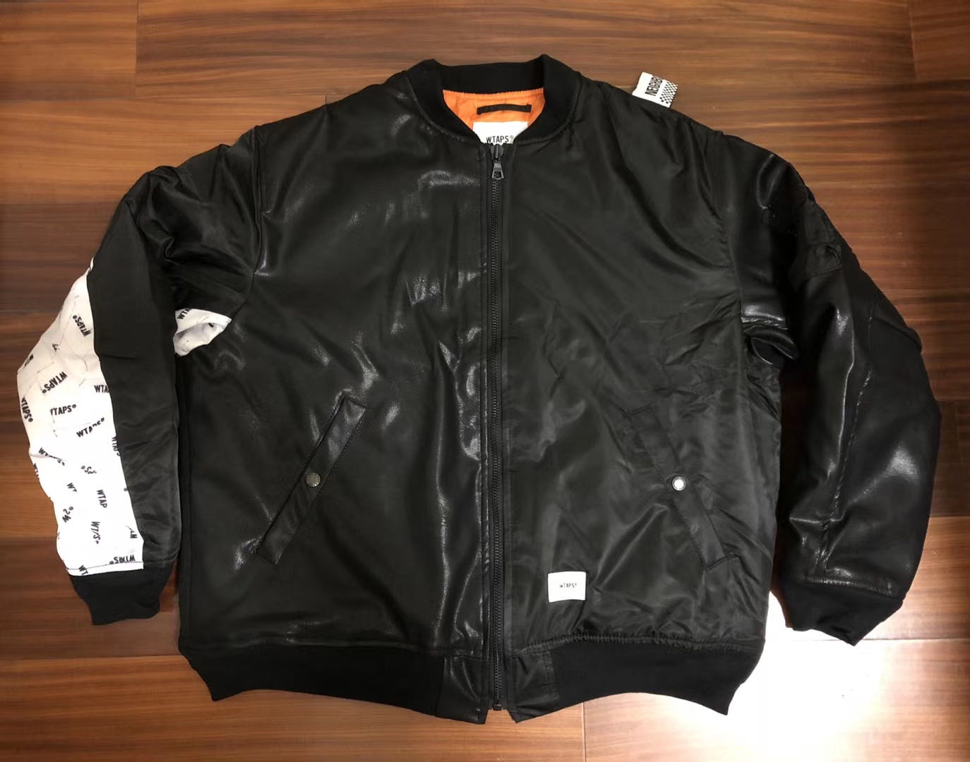日本wtaps聯名neighborhood潮牌MA-1飛機師軍装滿版黑色拉鏈夾克棒球外套皮衣
