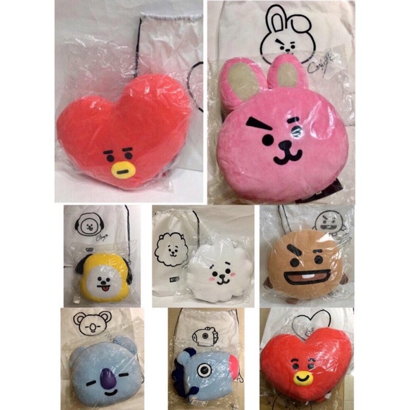 正版BT21 TATA COOKY RJ抱枕 KOYA CHIMMY CHOOKY MANG VAN(大）（中）抱枕靠枕