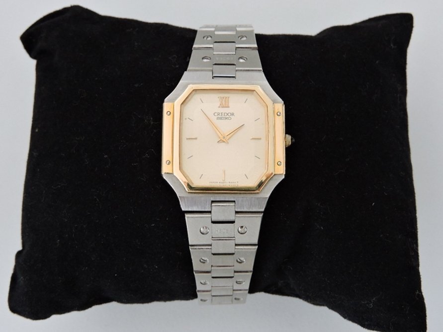 二手真品 SEIKO CREDOR 貴朵 薄型 14K金表圈 精鋼方形頂級石英女錶