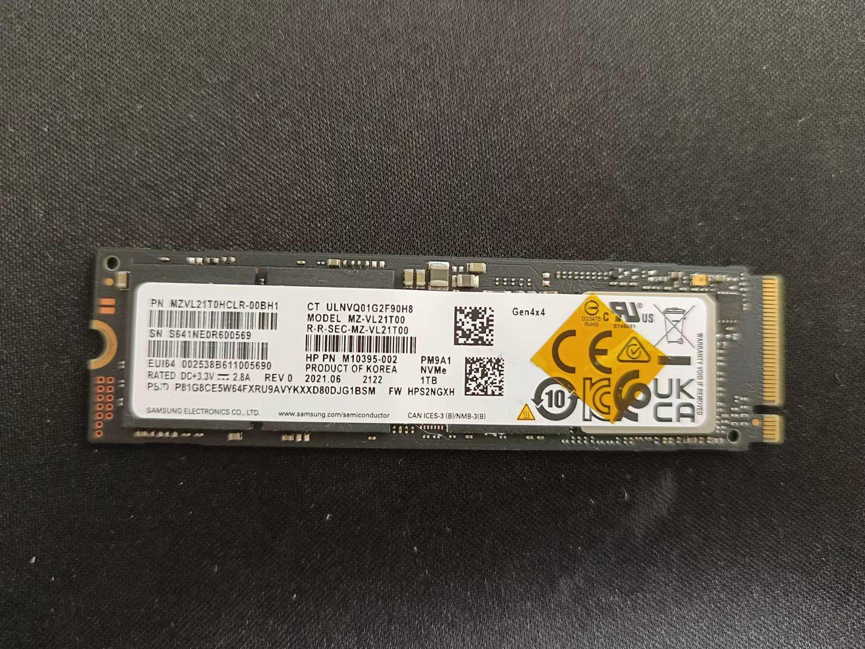 【Samsung 三星】SSD PM9A1 PCIe NVMe 1T MZ-VL21T0A(拆機良品)