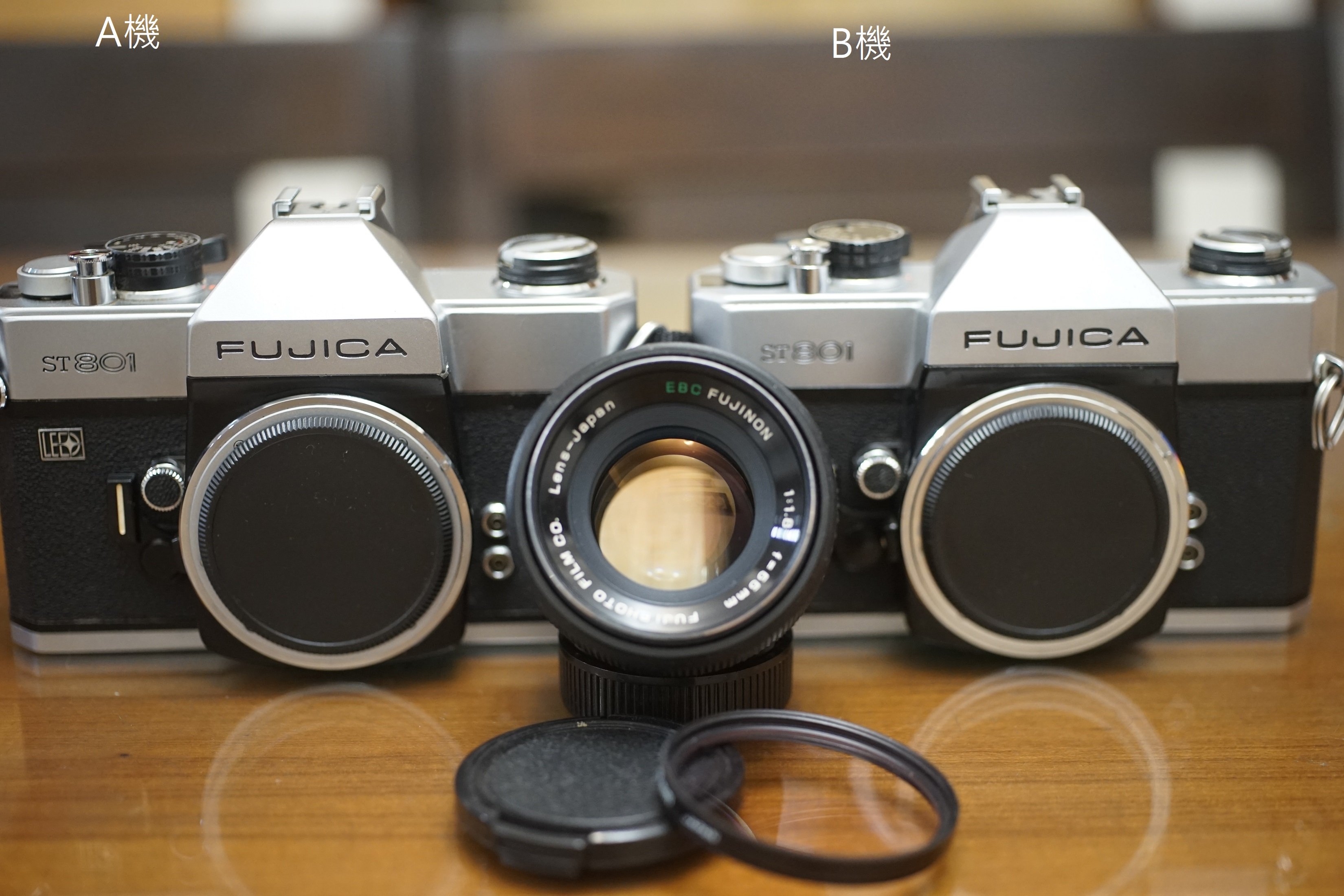 售】經典M42全機械底片機機皇Fujica ST801銀黑機加購鏡頭55mm F1.8 EBC