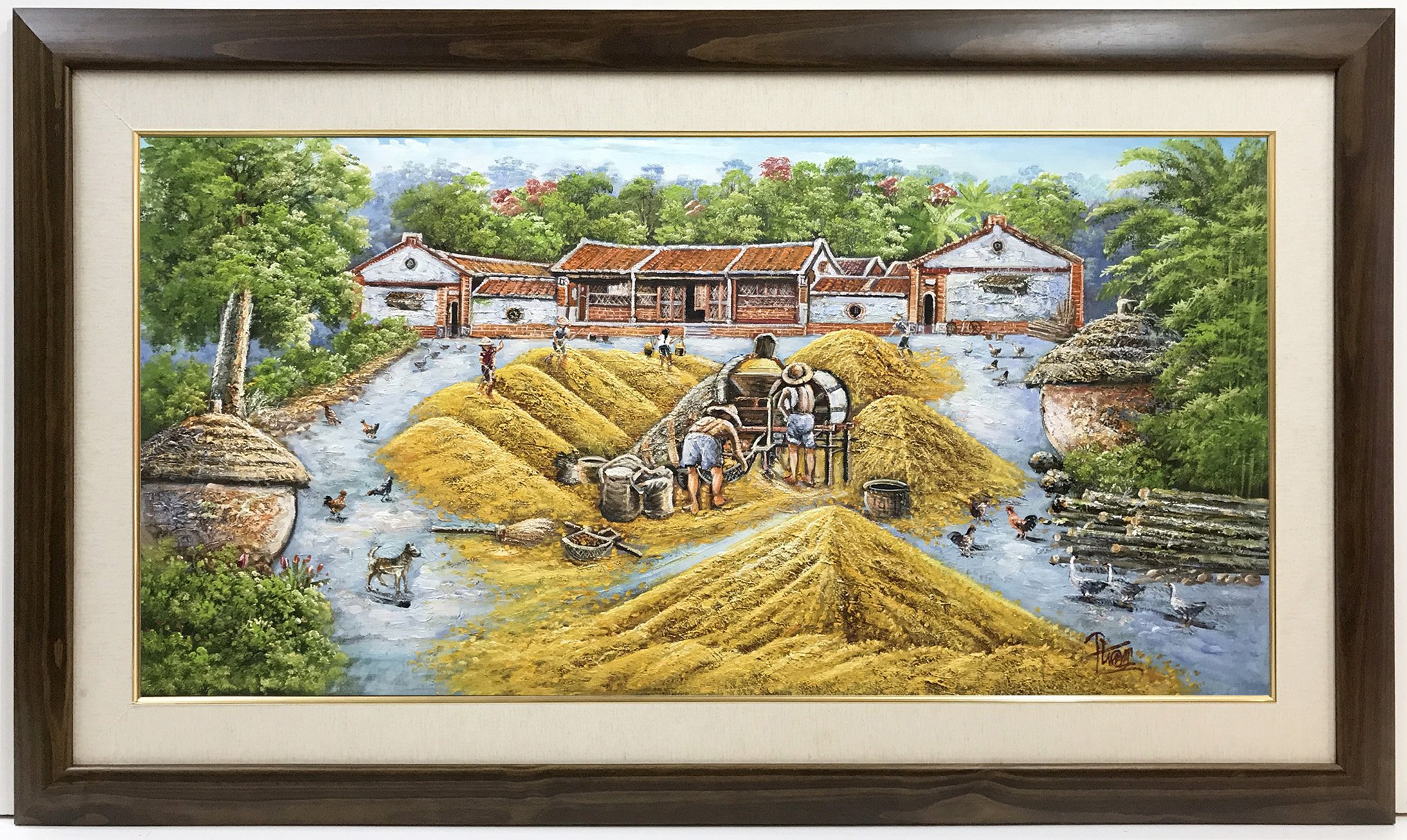 油絵 uF6-063003 風景（日本の田園風景） - 美術品