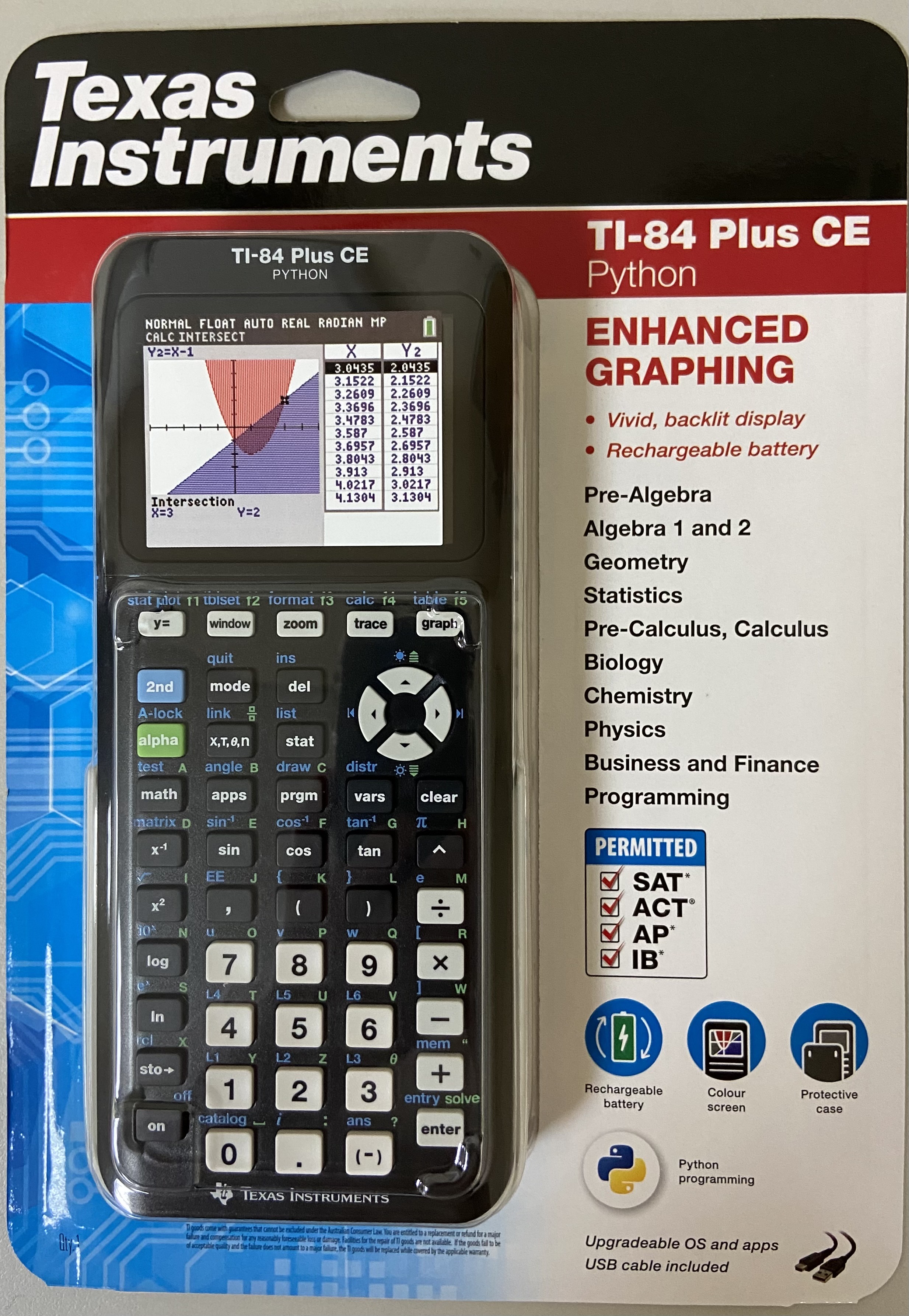 金立電器行(台灣公司貨保固)TI-84 Plus CE Python 彩色版繪圖計算機