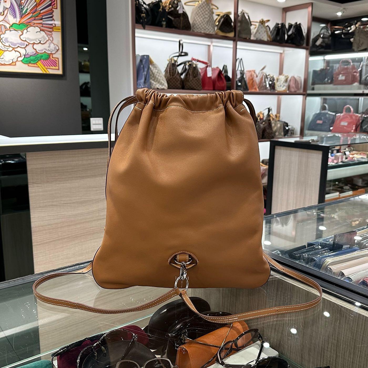 ⭐️香榭屋精品店⭐️ HERMES Bridado Backpack 焦糖色全皮銀釦