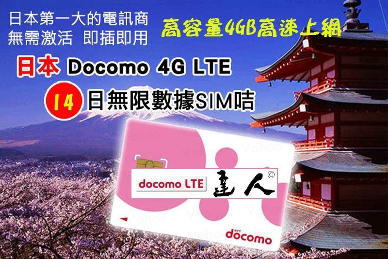 15天吃到飽 日本 IIJ DoCoMo Sim卡  高速4g上網 無限流量吃到飽 日本上網卡  日本網卡 日本sim卡