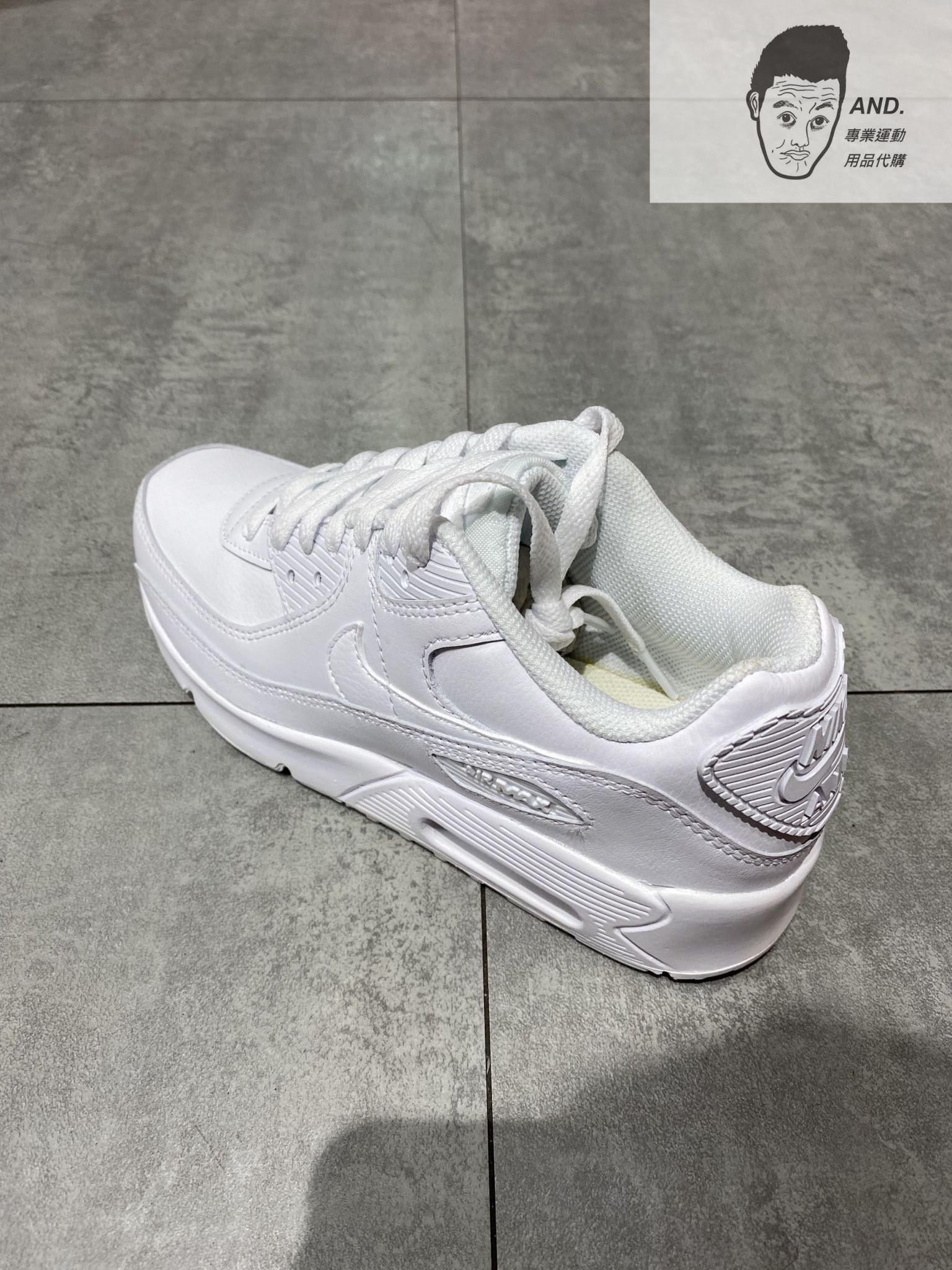 AND.】NIKE AIR MAX 90 LTR GS 全白皮革氣墊運動慢跑穿搭女鞋CD6864