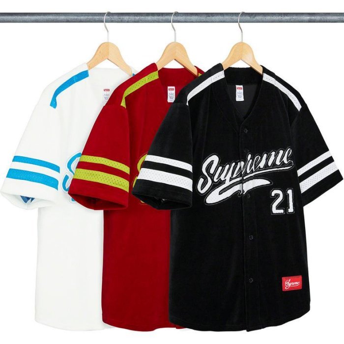 日貨代購CITY】2020AW Supreme Velour Baseball Jersey 球衣短袖棒球衫