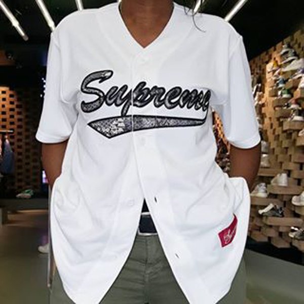 超搶手】全新正品2017 Supreme Snake Script Logo Baseball Jersey蛇紋