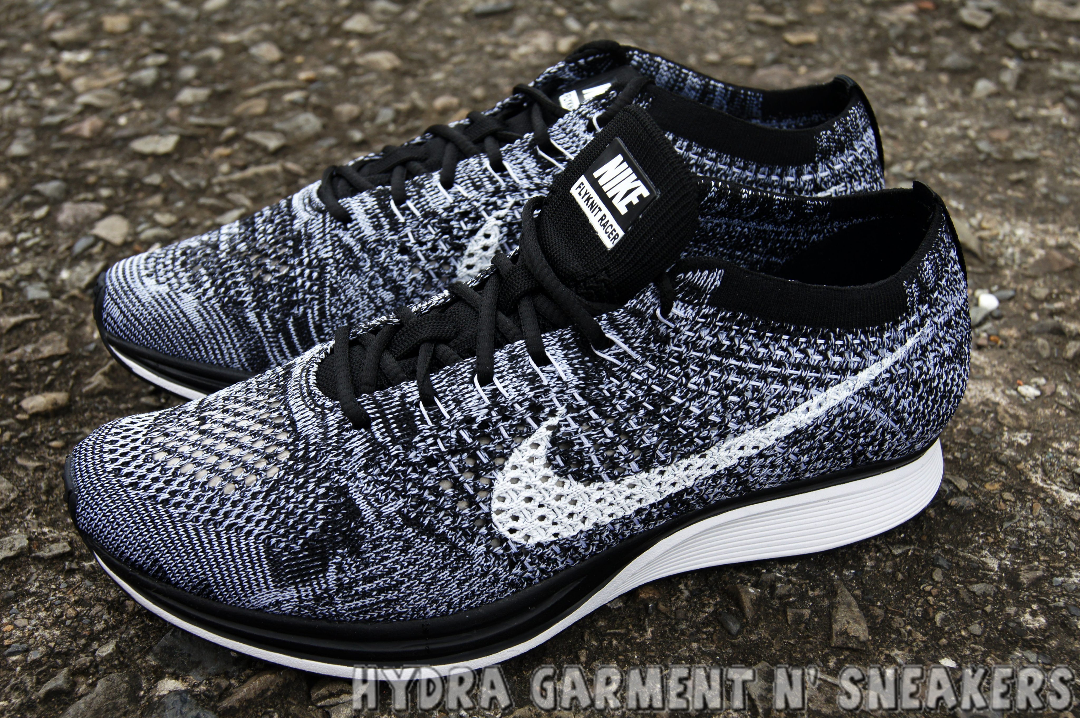 HYDRA】Nike Flyknit Racer Oreo 線編織輕量灰黑慢跑鞋雪花【526628