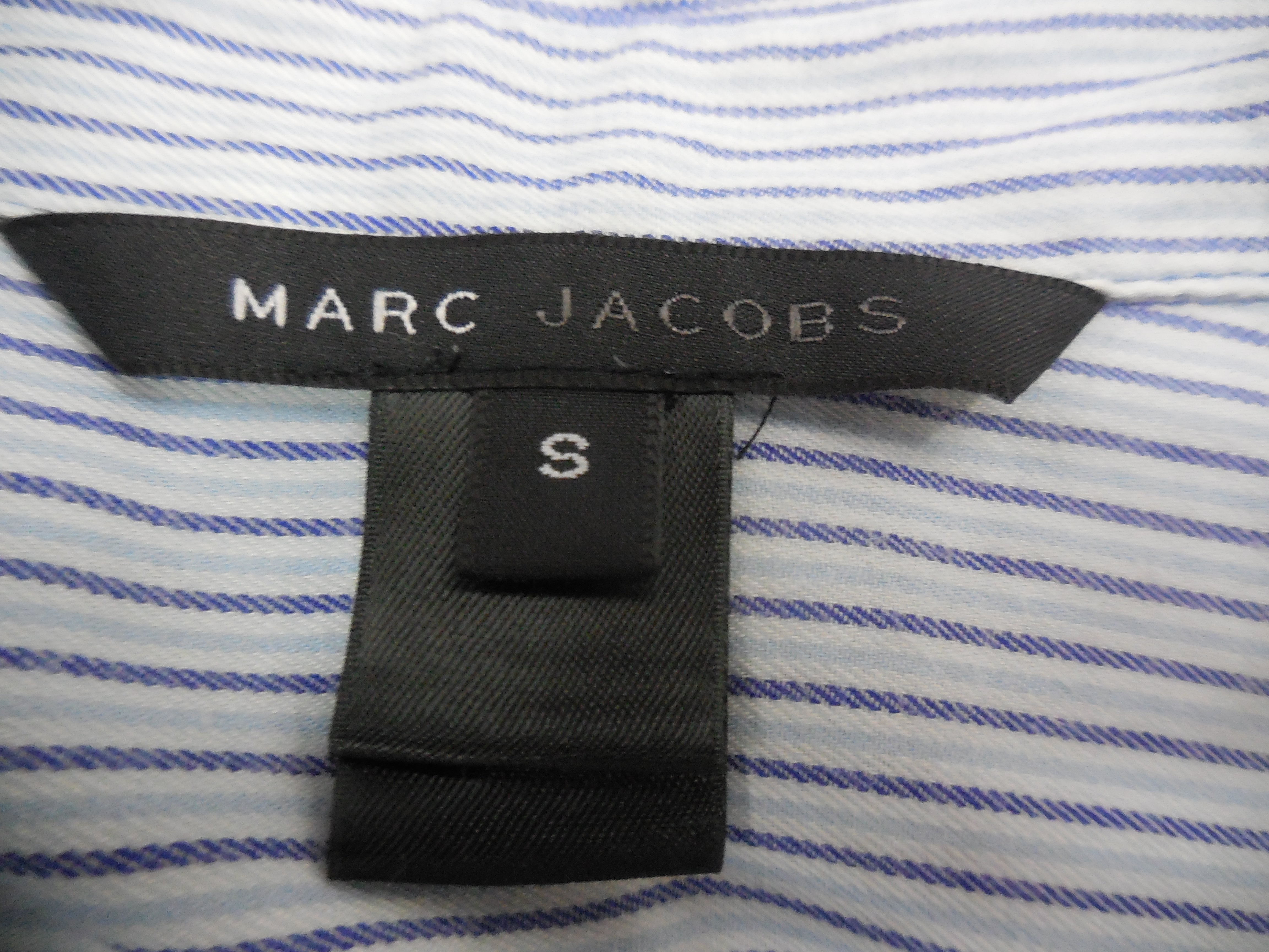 (二手)MARC JACOBS軍風 淺藍色長袖條紋襯衫(歐版S)(B328)