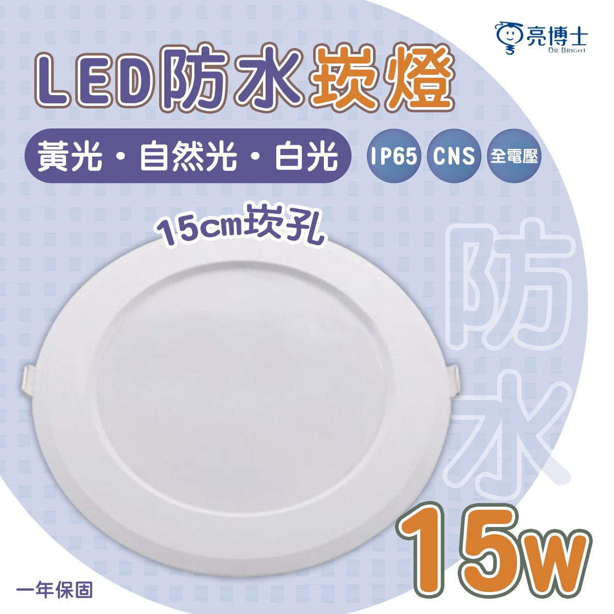 🚛〖亮博士〗防水崁燈 15公分 15W  LED 崁燈 防塵 無藍光 IP65 全電壓