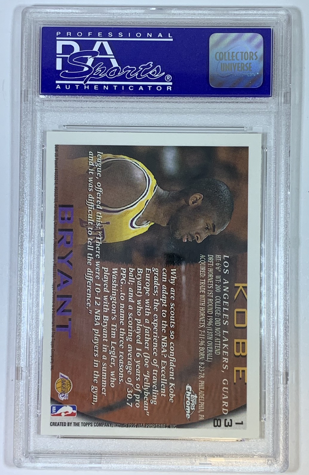 1996-97 Topps Chrome Rookie #138 Kobe Bryant RC Lakers PSA 9