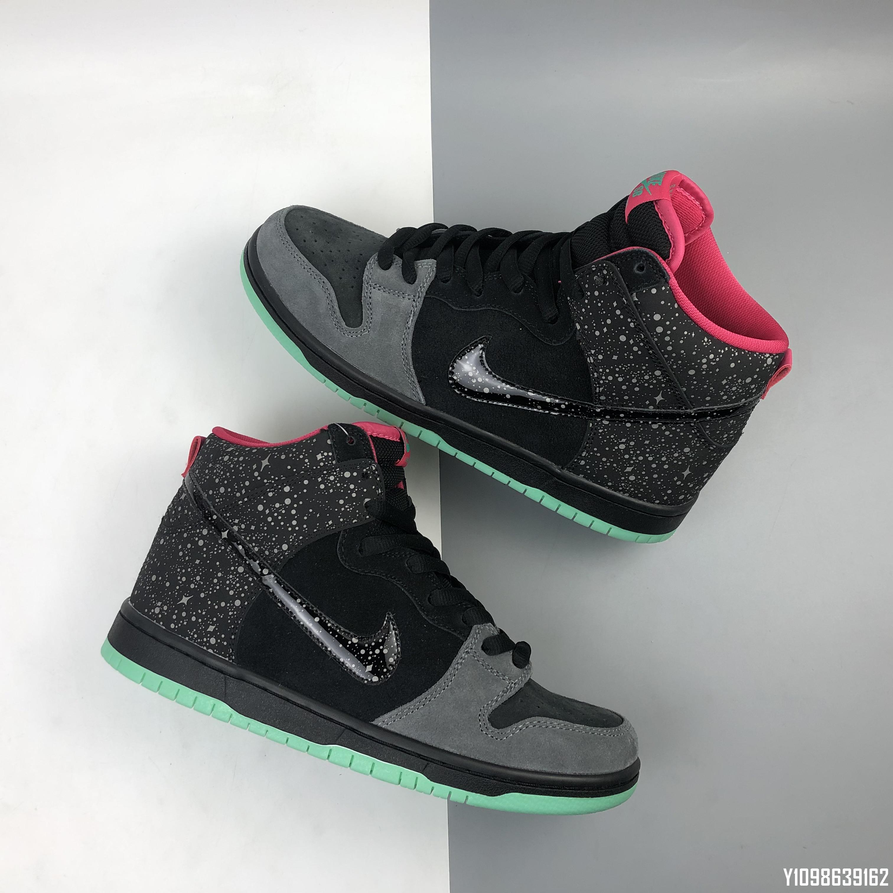 NIKE SB Dunk High Premium AE QS 313171-063 黑粉綠潑墨運動板鞋男女