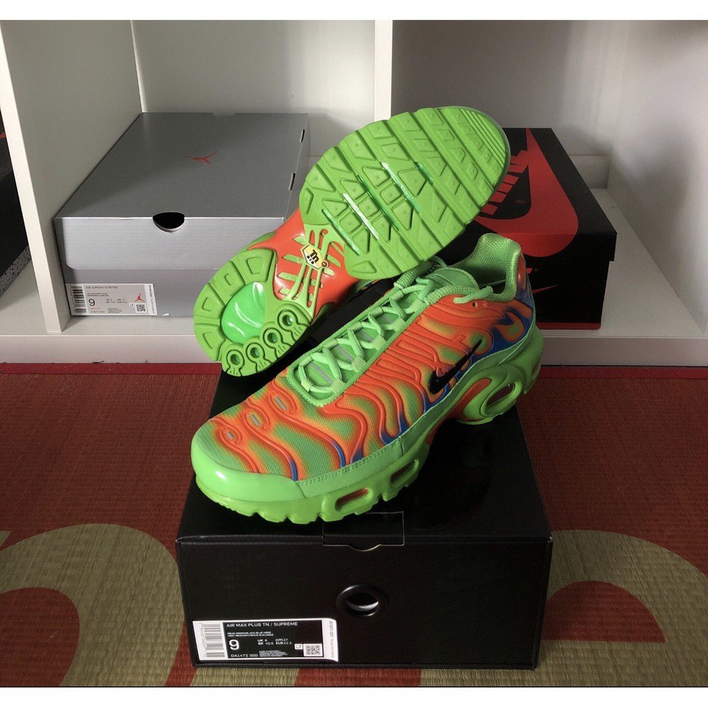 正品】全新Supreme x Nike Air Max Plus 綠橘休閒運動DA1472-300