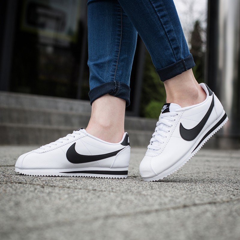 豬豬老闆.】NIKE Classic Cortez Leather 皮革阿甘鞋白底黑勾復古