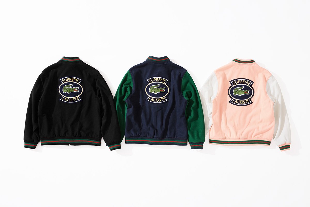 超搶手】全新正品2018 聯名Supreme x Lacoste Wool Varsity Jacket棒球