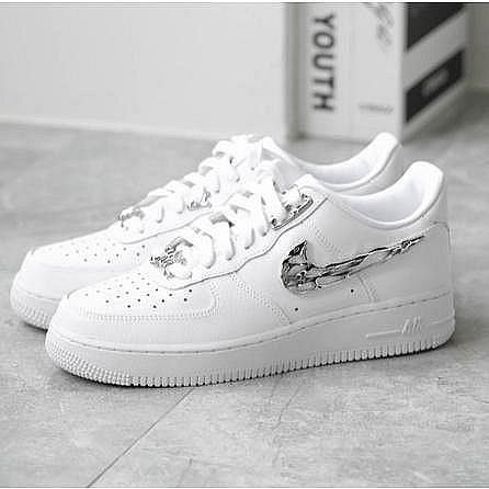 正品Nike Air Force 1 Molten Metal 熔化 金屬勾 液態銀FV3616101