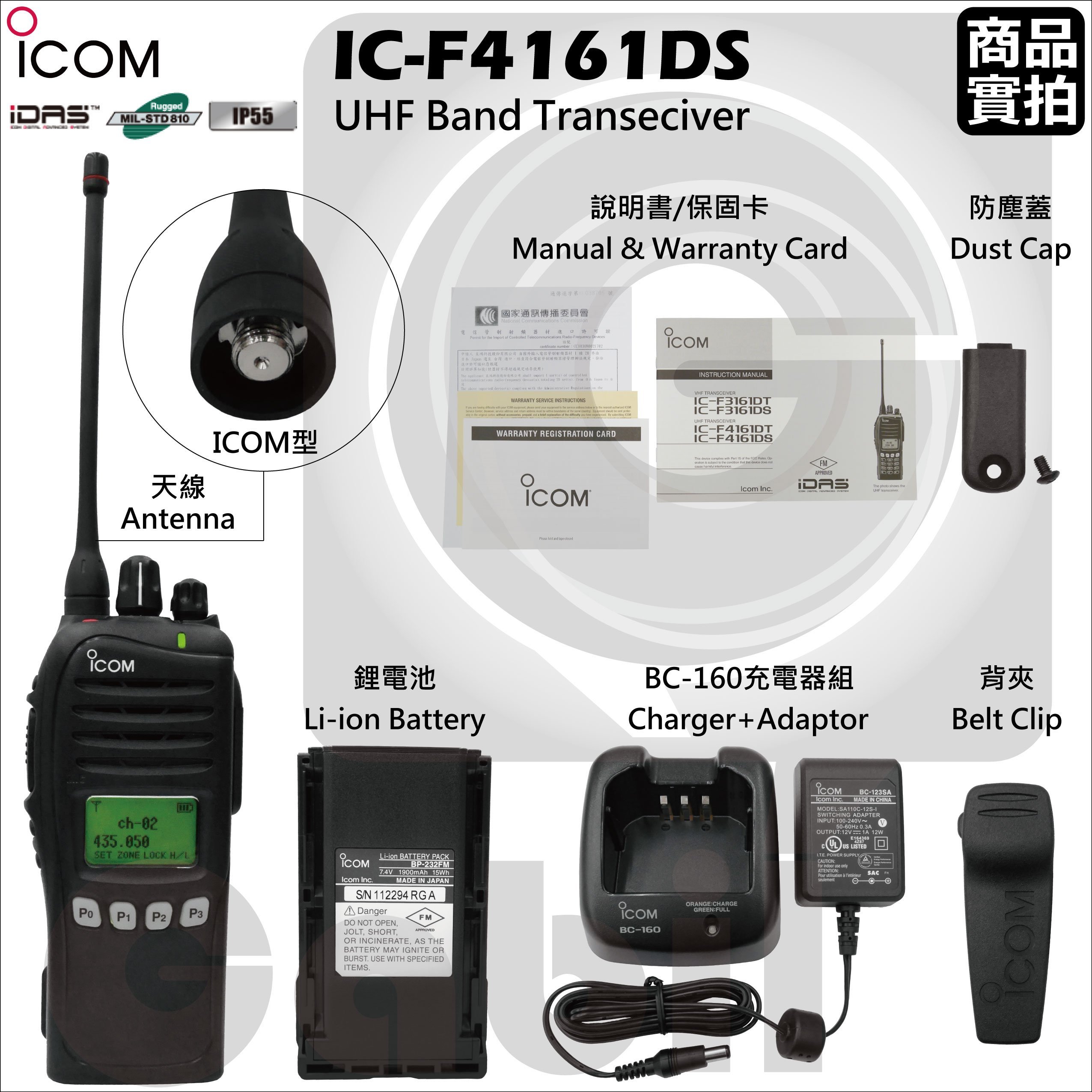 中區無線電】ICOM IC-F4161DS UHF 日本進口對講機原裝公司貨MDC1200