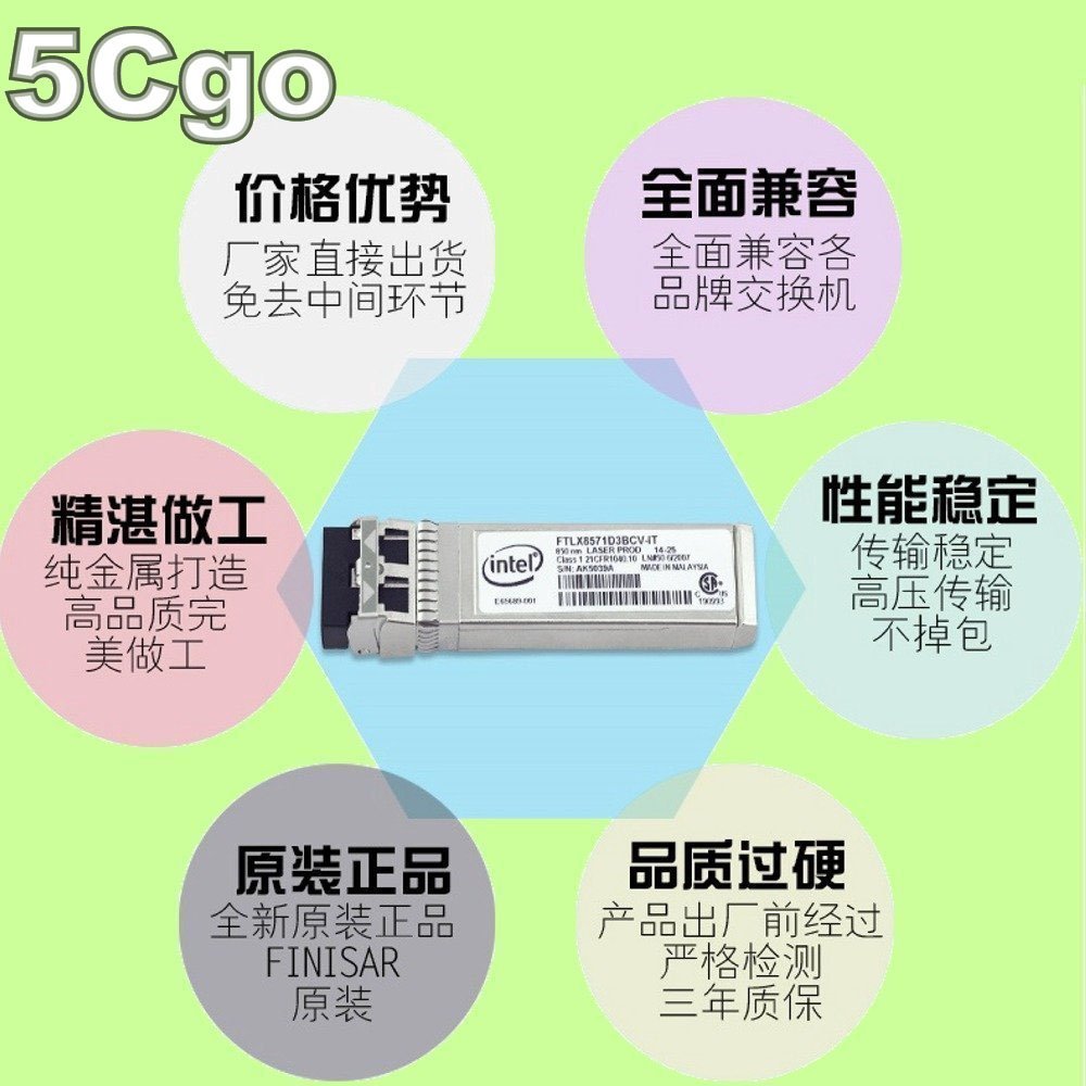 5Cgo【權宇】intel SR SFP+10G萬兆多模光纖模組FTLX8571D3BCV-IT