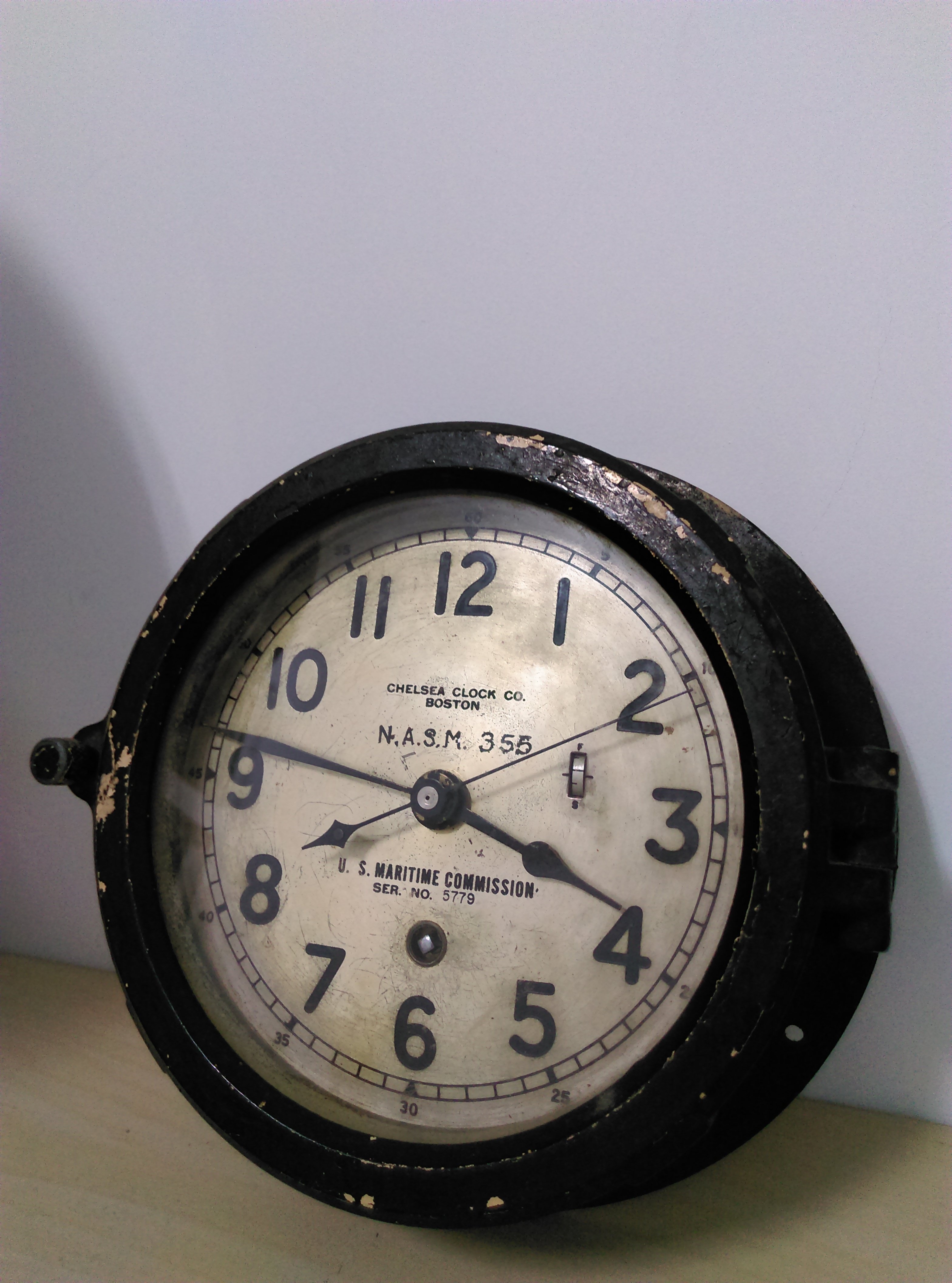 美軍Chelsea Clock Co N.A.S.M 355二戰軍艦機械船鐘（漢米頓公發越戰