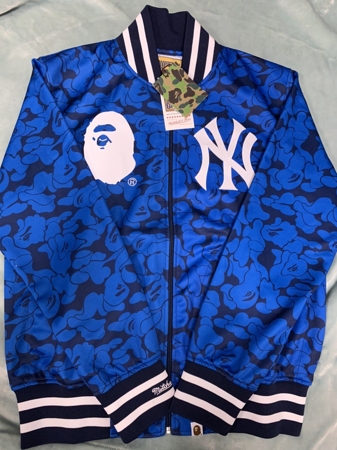 A BATHING APE x MITCHELL & NESS NEW YORK YANKEES ABC CAMO JACKET XXL