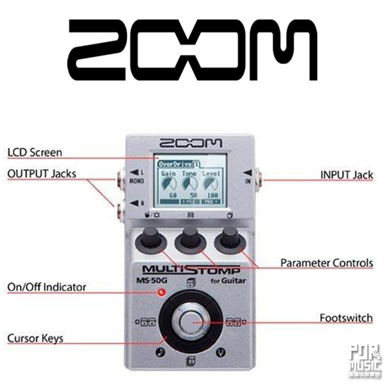 【搖滾玩家樂器】全新 公司貨 送電池 ZOOM MS-50G MultiStomp 電吉他 單顆 綜合 效果器