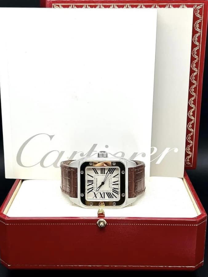 重序名錶CARTIER 卡地亞Santos 100 XL 山度士100周年半金款18K玫瑰金錶