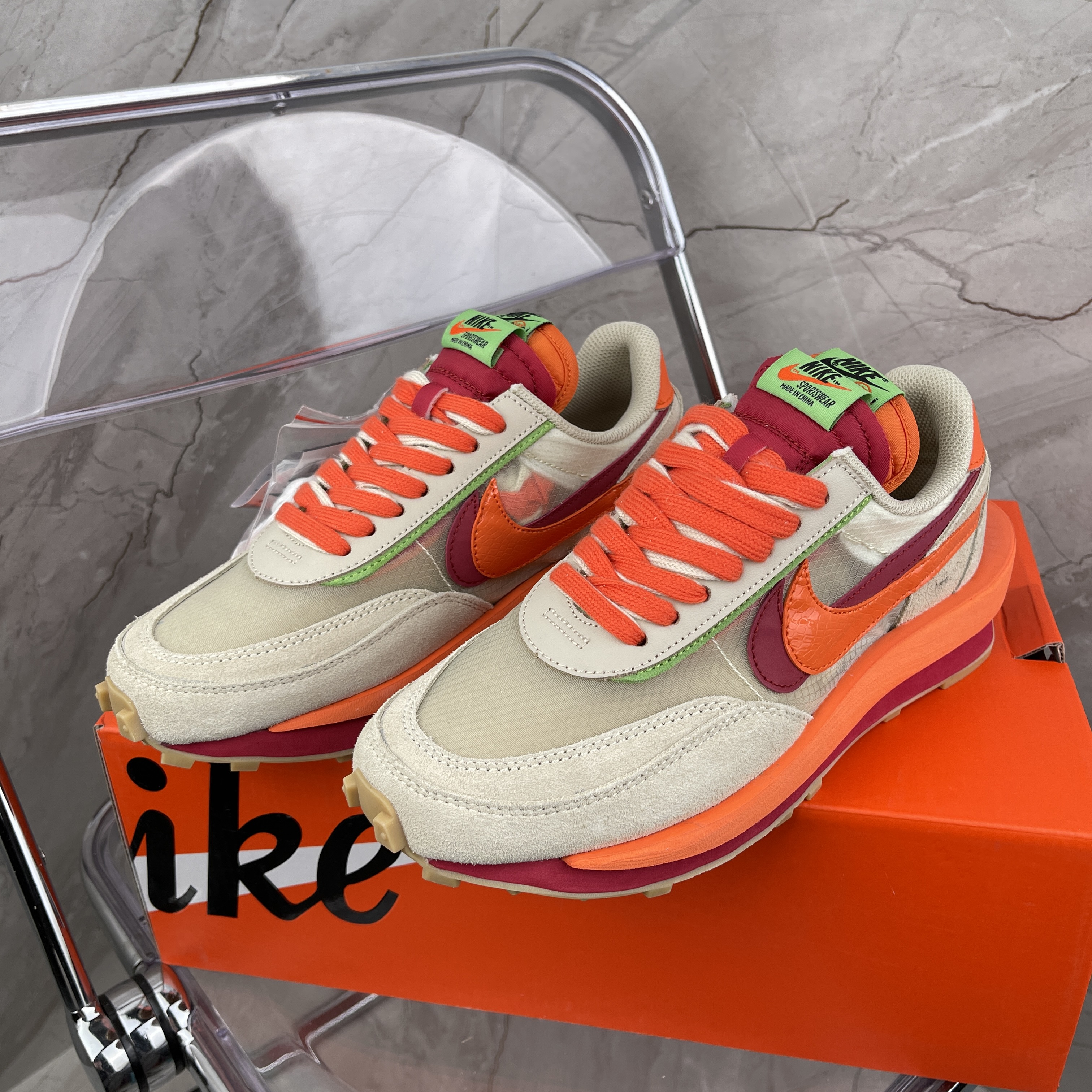 NIKE X SACAI X CLOT LDWAFFLE 米白橙慢跑鞋男女鞋DH1347-100 | Yahoo