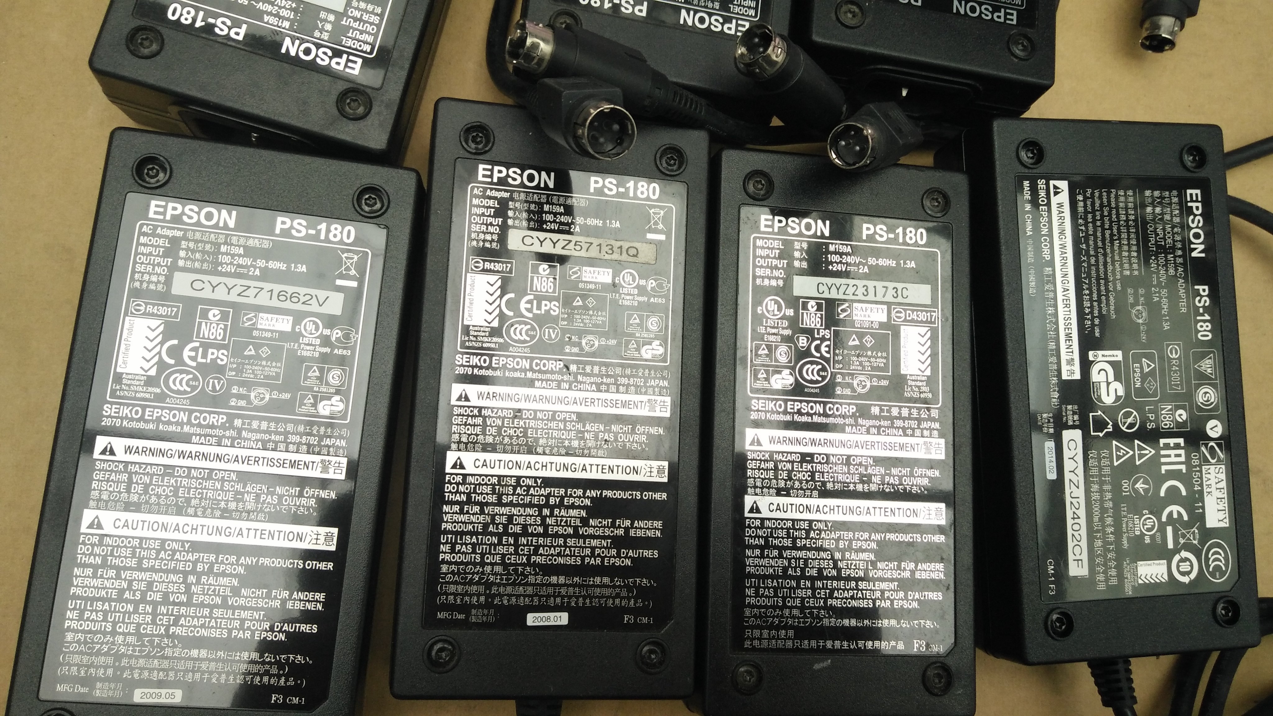 (樂華夜市)  二手 原廠 EPSON/電源 3針圓頭  出單機/條碼機/電源供應器/24v變壓器. @=300