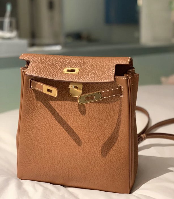 Hermes kelly Ado 愛馬仕後背包～凱莉包 全新 金棕金