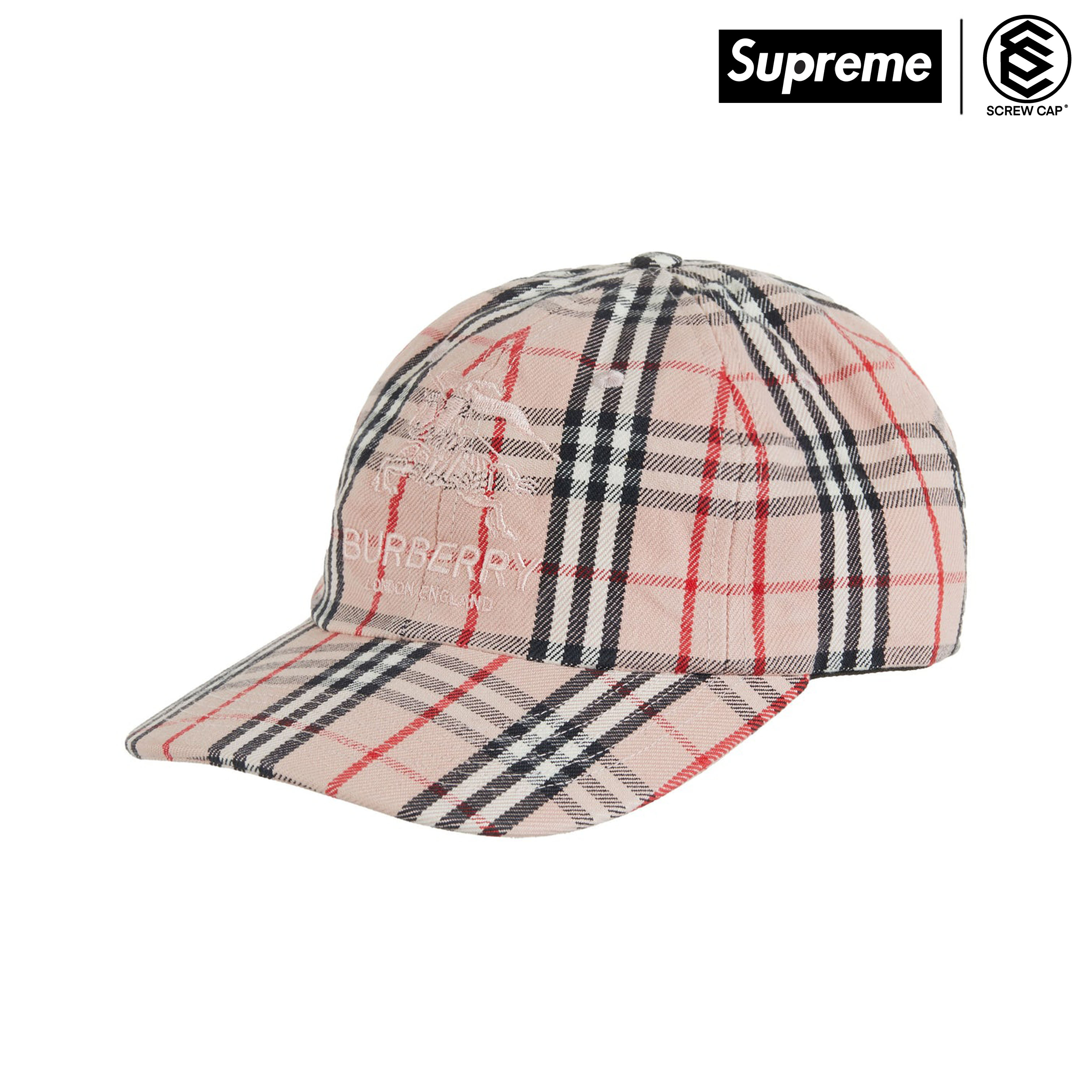 SUPREME BURBERRY PINK 粉紅色六片式老帽鴨舌帽棒球帽聯名款⫷ScrewCap