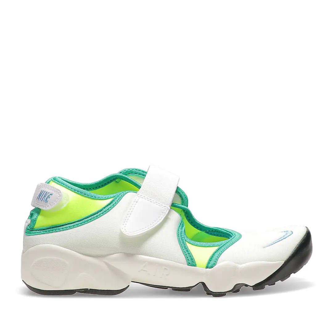 NIKE WMNS AIR RIFT 忍者鞋涼鞋白螢光綠配色dx2939-100。太陽選物社