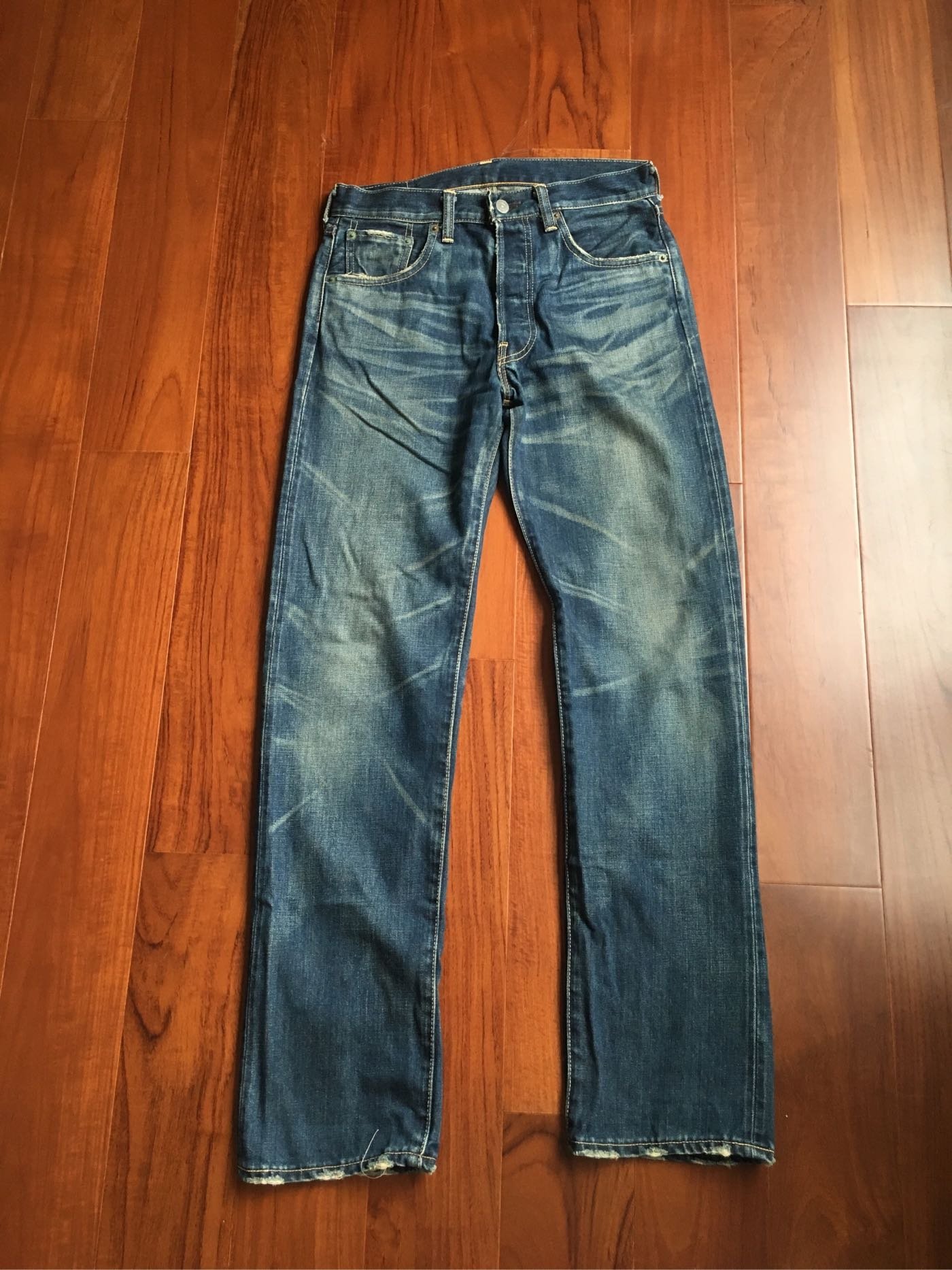 拍賣唯一LEVIS Levi's LVC BIG E 66501-0047 水洗刷紋超正牛仔褲赤耳大