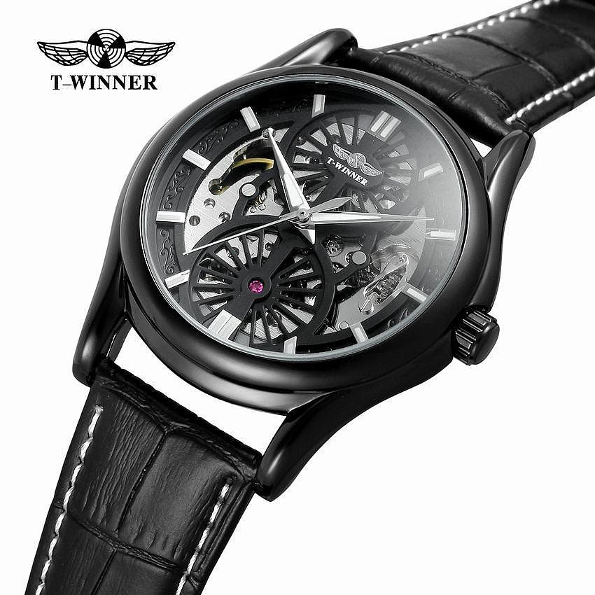現貨男士手錶腕錶新款 T-WINNER 歐美風范男士時尚休閑鏤空機械錶 防水機械錶