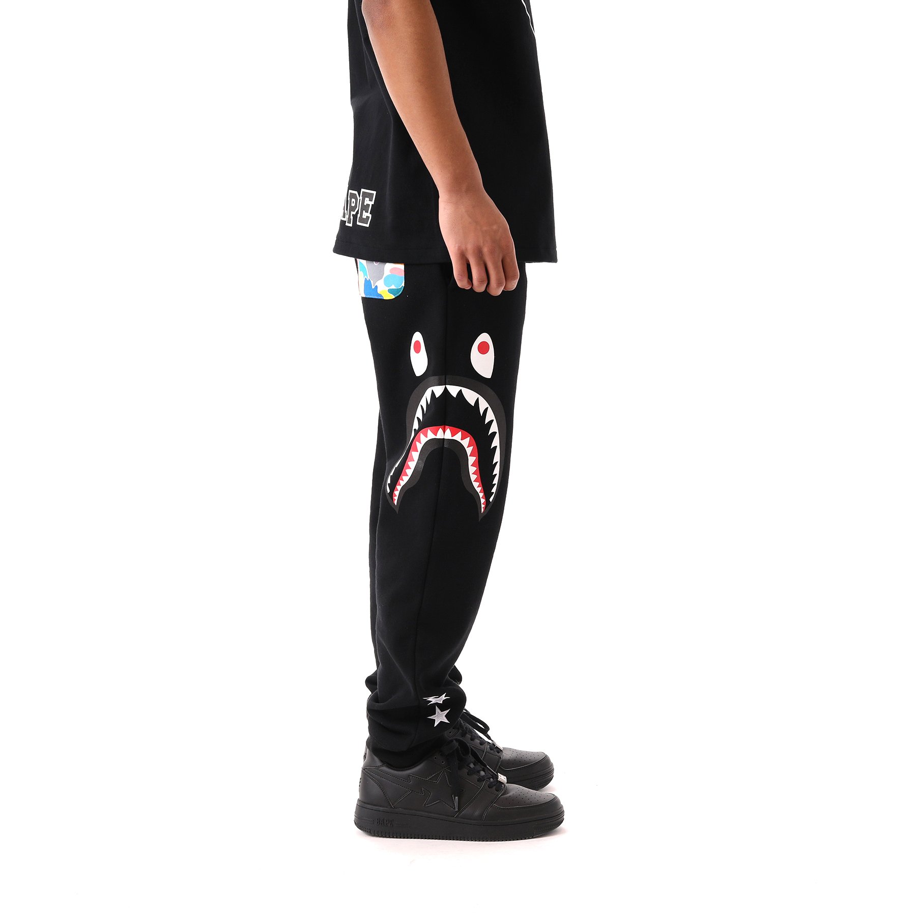 日貨代購CITY】2019SS BAPE x FCRB SHARK SWEAT PANTS 長褲棉褲黑色