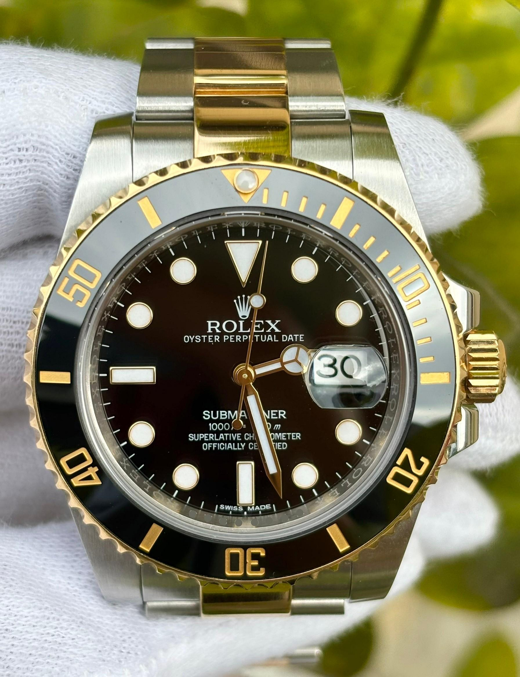 ROLEX 勞力士 116613LN 半金黑水鬼 錶徑40mm 動力3135  2016/MAR 香港AD