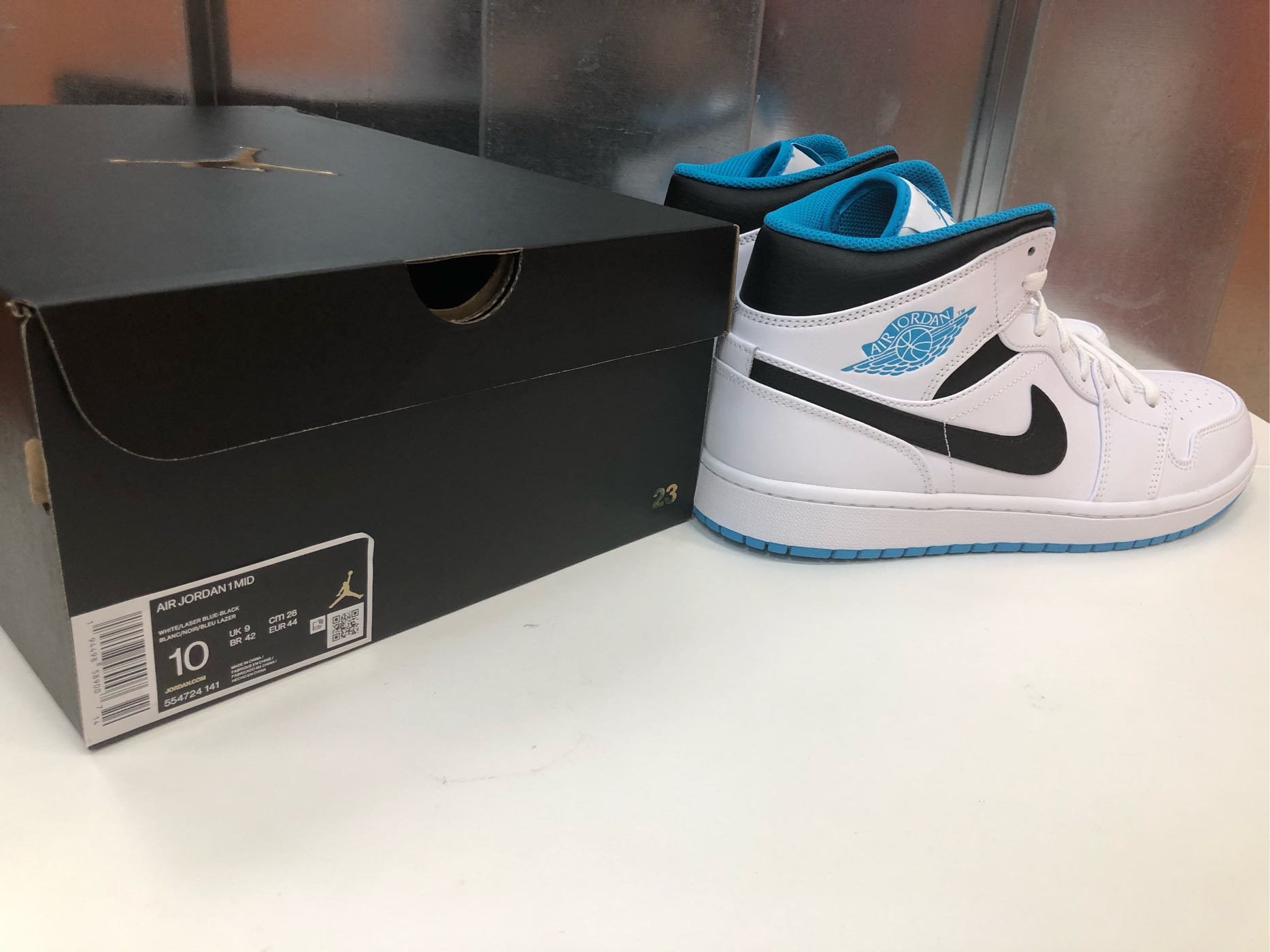 現貨us10 Nike Air Jordan 1 Retro Mid Laser Blue 554724-141 雷射光