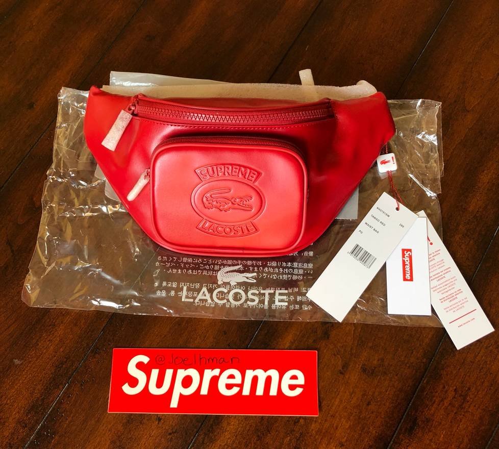 SUPREME X LACOSTE 2018SS week 9 waist bag 紅黑白皆有皮革DOPE