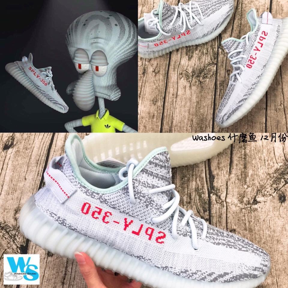 Washoes adidas Yeezy Boost 350 V2 Blue Tint 白灰藍B37571 章魚哥