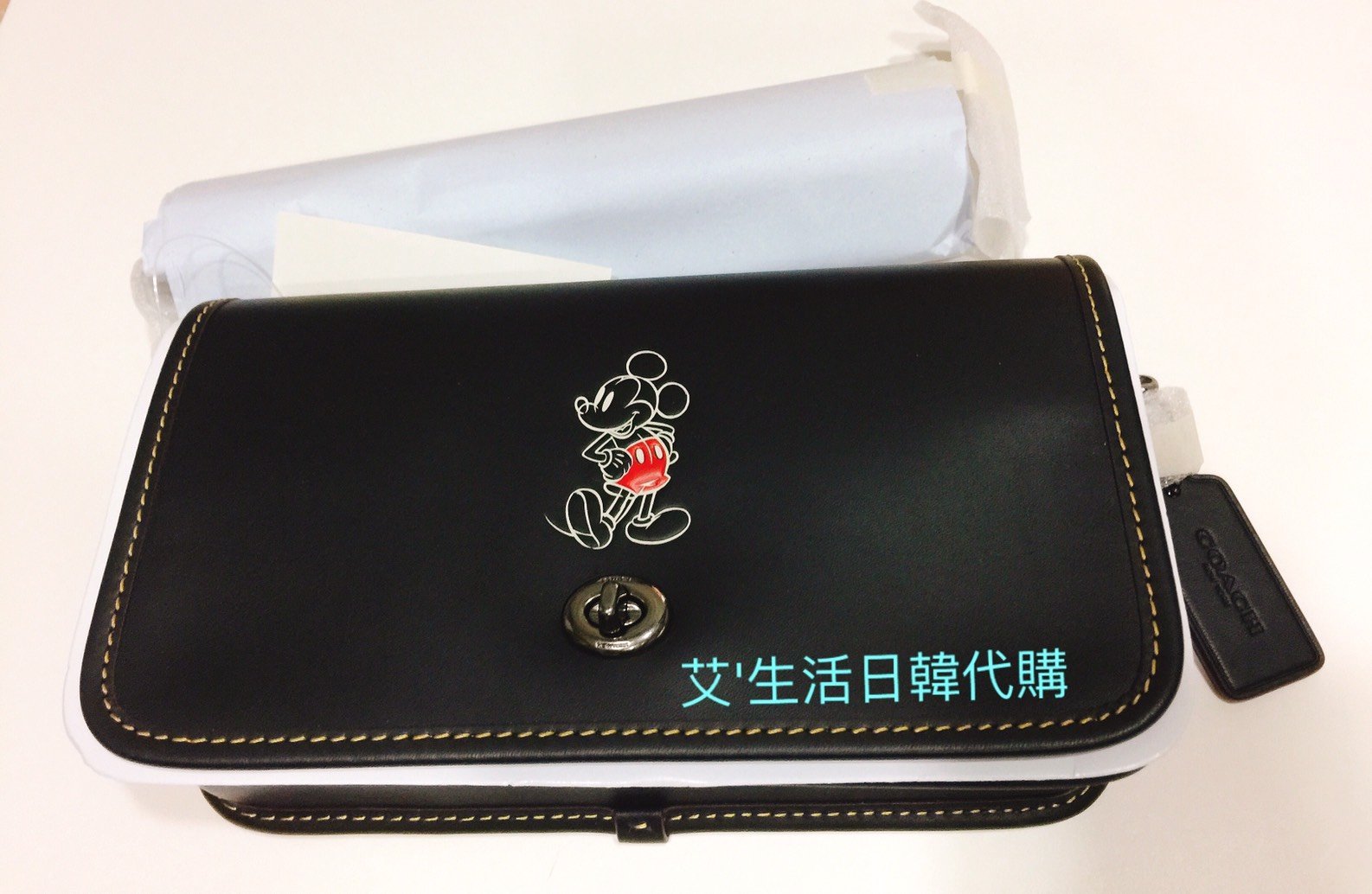 代購現貨 Coach x Disney 聯名系列 米奇真皮斜背包/馬鞍徽章斜背包