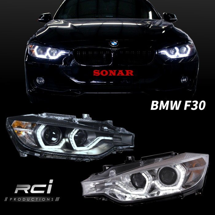 RC HID LED專賣店 BMW 3-series F30 12-15年 類LCI LED光柱式樣 F30大燈 臺灣製